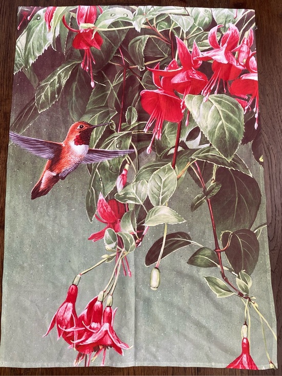 Other - Hummingbird & Fuchsia Floral Print Xtra Large Fabric Flag Botanical 27.5x39” New